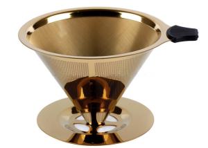 Wholesale Standard Stainless Steel Cone Coffee Filter Titanium Coated Gold Pour Over Cone from china suppliers