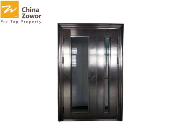 Customized 1/1.5 Hours Uequal Leaf Stainless Steel Fire Rated Doors With Spy