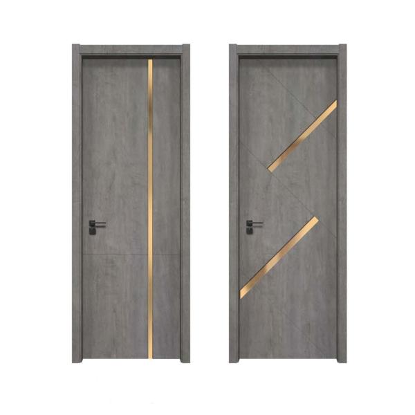 Modern Solid Hotel Melamine Wooden Interior Doors Soundproof Brown Grey