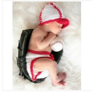 white red baseball baby hat cap underwear cotton handmade Baby Photography Prop costume