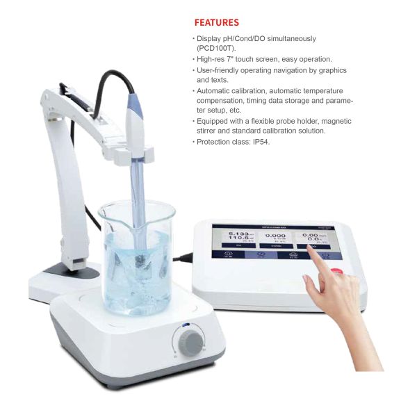 Touch Screen Laboratory Dual Parameter PH and Conductivity Meter With Magnetic Stirrer