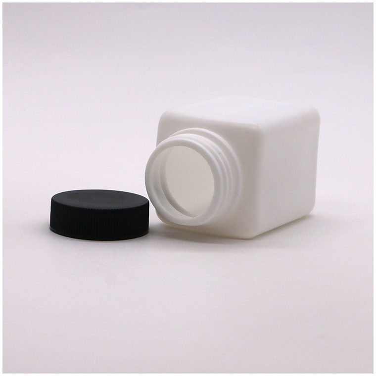 HDPE Collar Square Shape Customized Color Empty Pill Bottle for Solid Powder Medicine