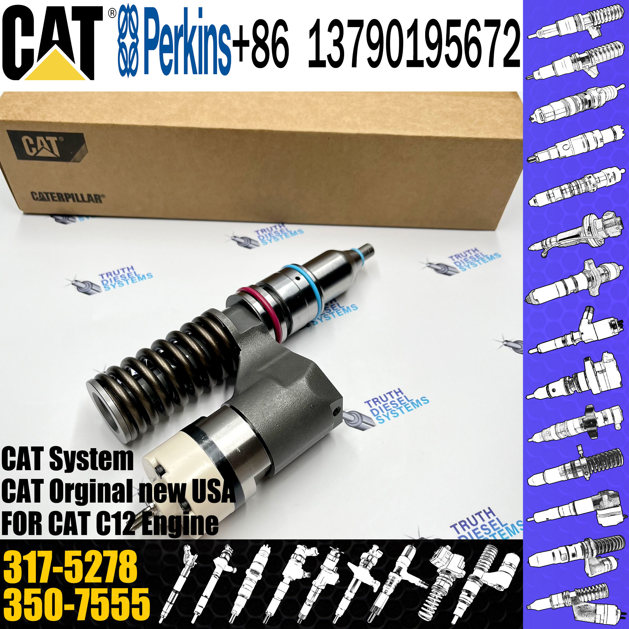 diesel fuel common rail injector 20R-0055 20R0055 3175278 317-5278 for CAT Excavator 3176 3196 C10 C12