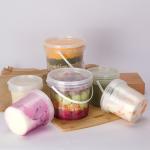 1L Plastic Bucket for Condensed Milk Honey Ice Cream Food Grade Clear Storage