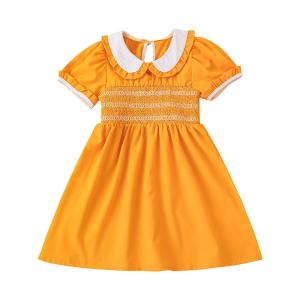 Wholesale Girls Short Sleeve Dress Solid Color Children's Dress Clothing from china suppliers