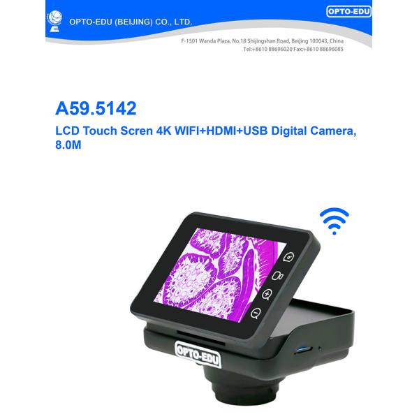 OPTO-EDU A59.5142 8.0M 4K Digital Microscope Camera with 1/1.8" Sony CMOS Sensor and 2.8" LCD Touch Screen