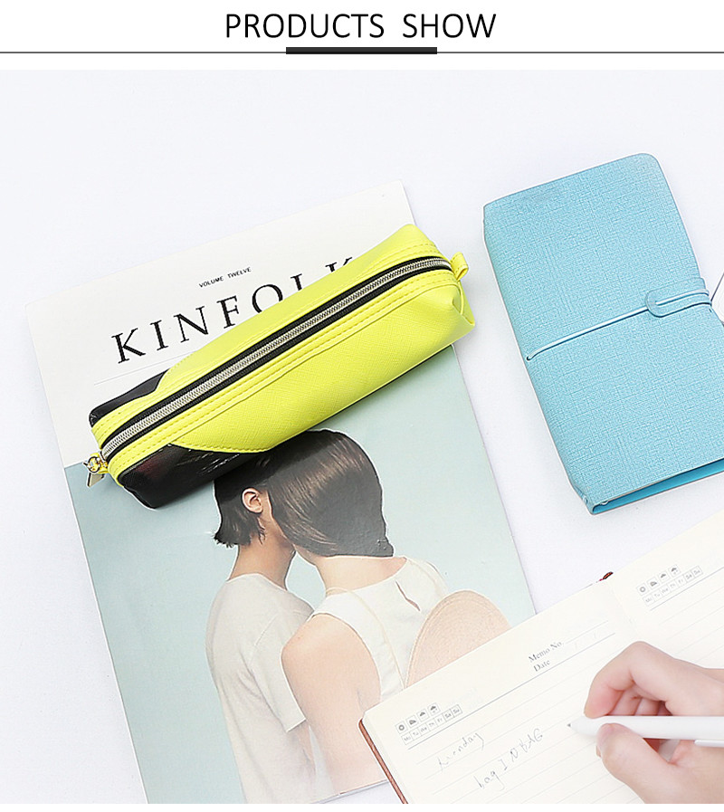 Portable Waterproof PU Leather Zippered Cosmetic Bag