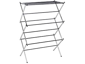 White Foldable Alloy Steel Clothes Drying Laundry Rack
