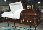 Caskets Cambridge Mahogany Funeral Casket With Almond Velvet Interior - Solid