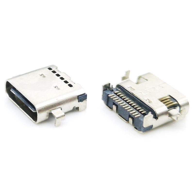 USB-31S-F-04B 3.5A Current 24P USB 3.1 Type-C Female Receptacle Socket Right Angle PCB SMT Dual Row Tab Type C Female