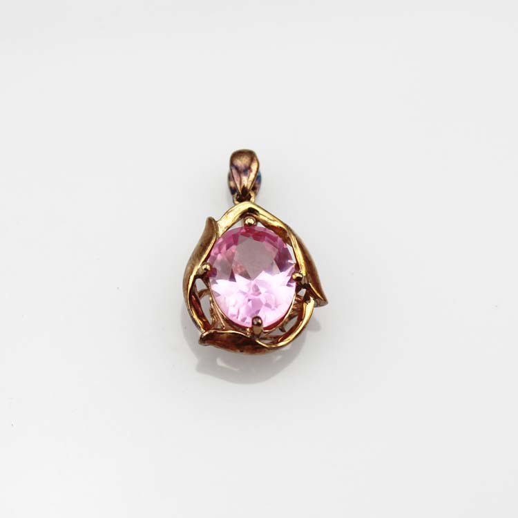 925 Silver Jewelry 9x11mm Oval Cubic Zircon Pendant Necklace (P08)