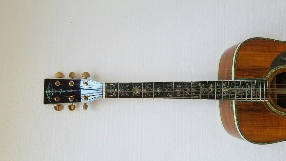 Real Abalone Inlay 41 Inch Koa Wood Round Body Classic Acoustic Guitar Free Shipping
