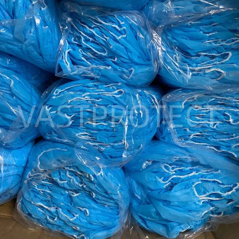 Class I Medical Disposable Nonwoven Hood For Protective Food Processing In White Blue
