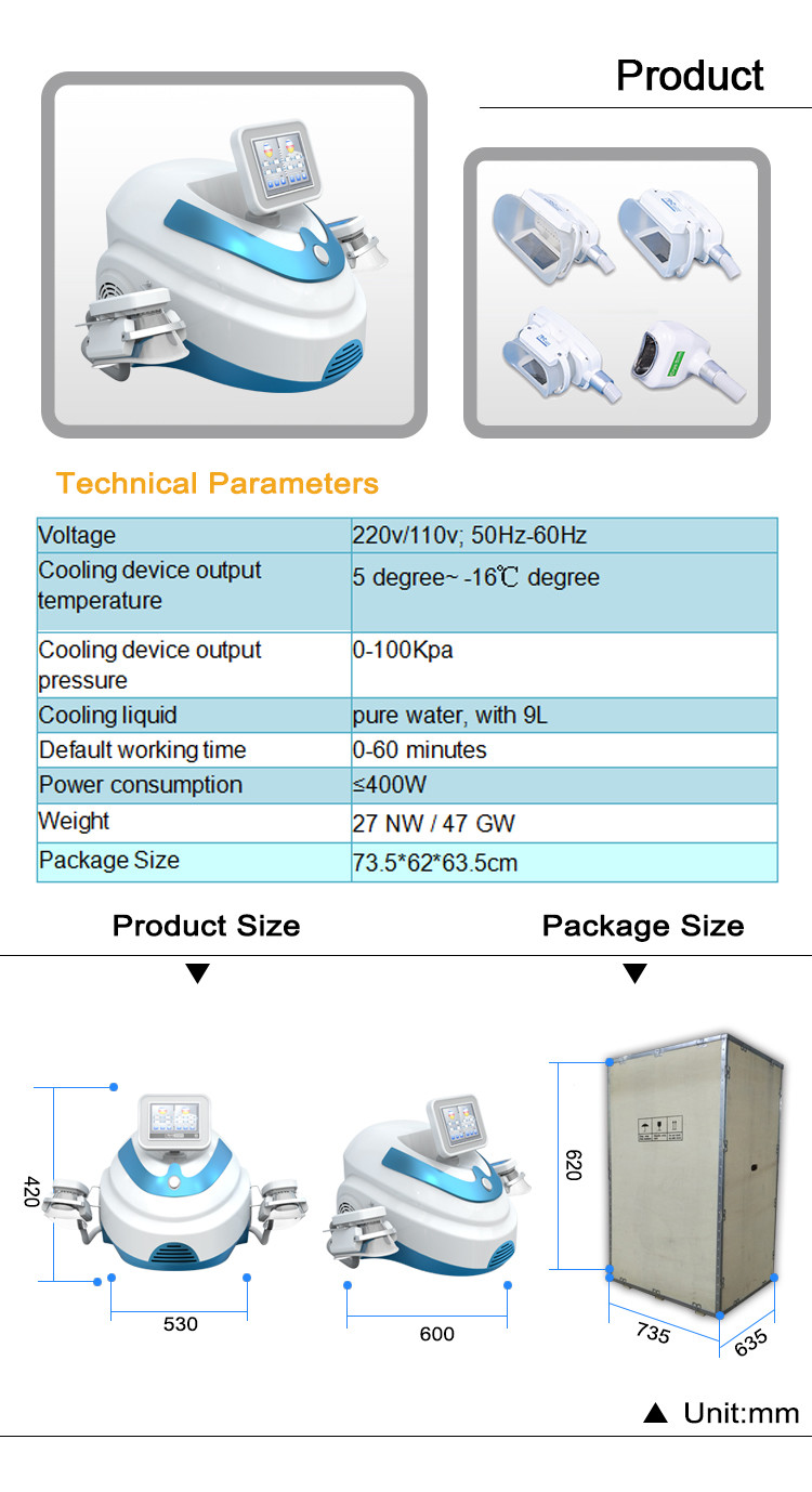 2 Cryo Handles Portable High Quality Cryo Machine for salon use body slimming