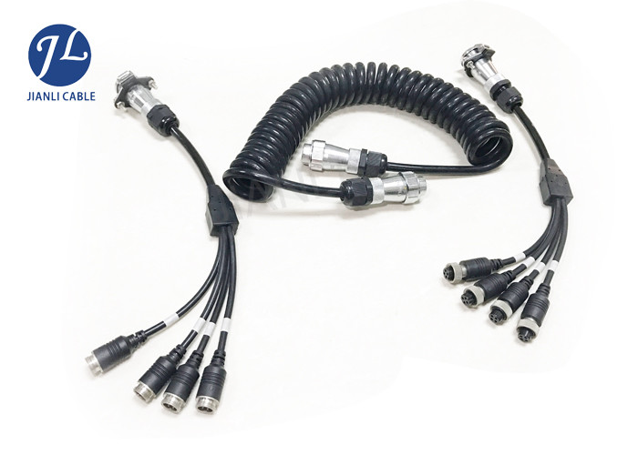 Customized 4 CAMS For 7 Pin Waterproof Vehicle Spiral Power Cable