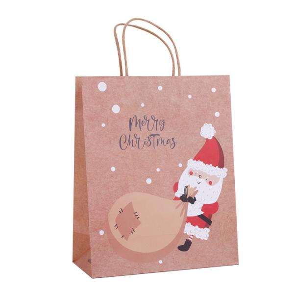 Quality Environmentally Paper Carrying Shopping Bags Brown Flexo printing With Logo for sale