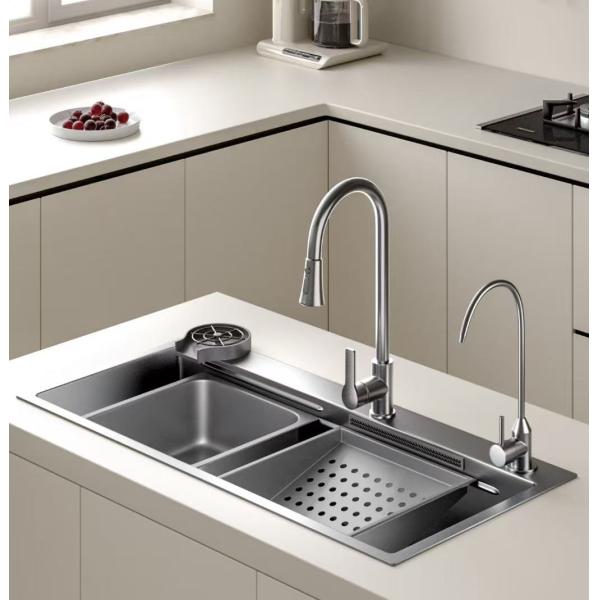 Undermount & Top Mount Compatible Adjustable Speed Stainless Steel Kitchen Sink with Rack | Custom Steel Gauge Available | Custom Basin Depth
