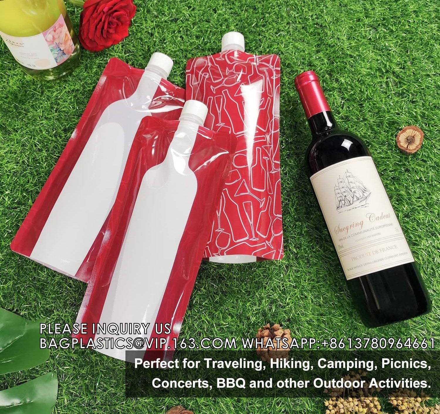 Foldable Wine Bags Travel Wine Bags Wine Pouch With Collapsible Funnel Wine Bottle Bag Flask For Travel,Party