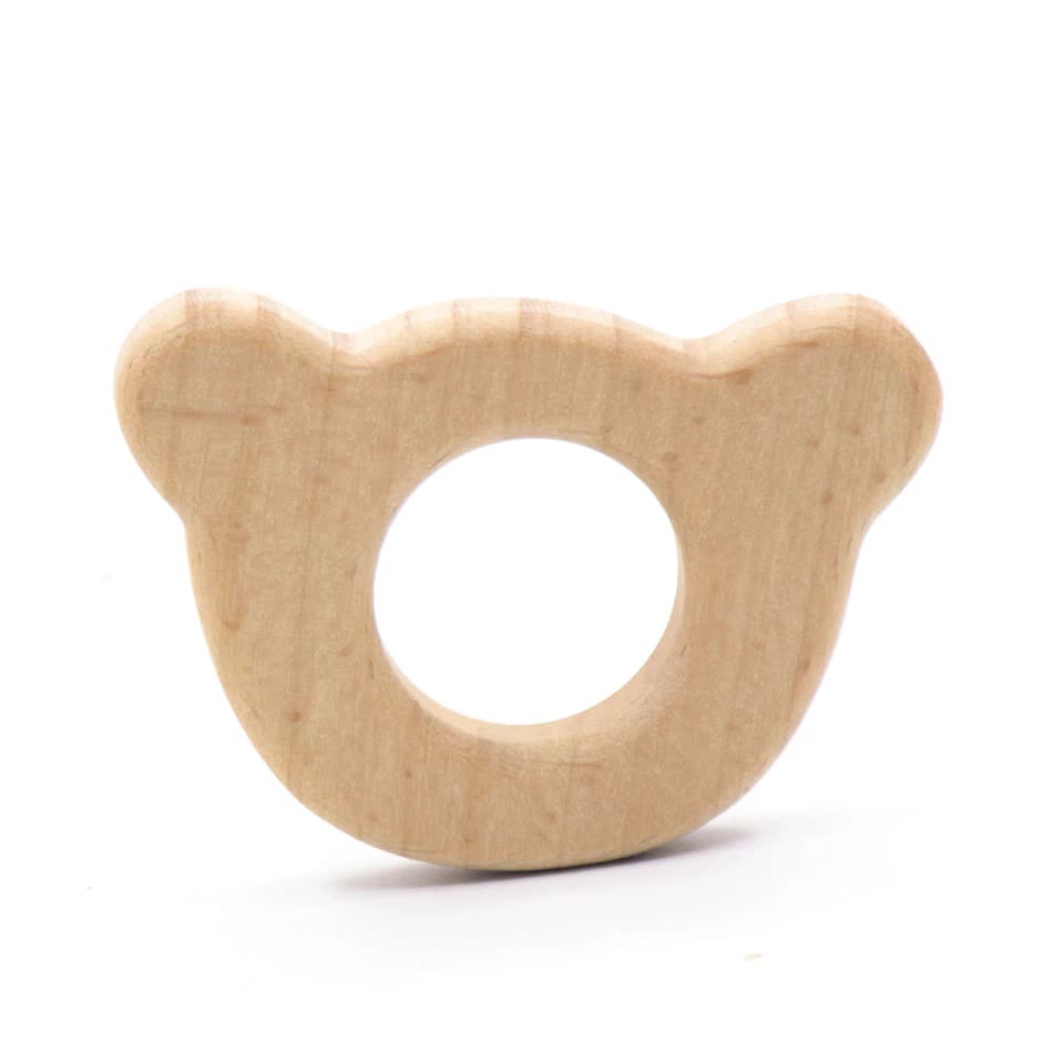 Beech wooden teether Ring -Heart shaped baby teether