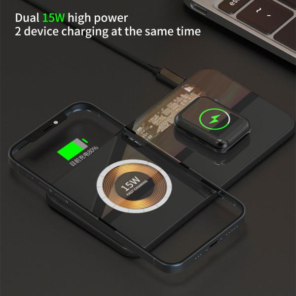 Transparent Tempered Glass Foldable Wireless Charger Magnetic 2in1 Multifunction