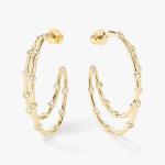 White Cubic Zirconia Hoop Earrings Bezel Set Twin Hoop Earrings 18K Gold