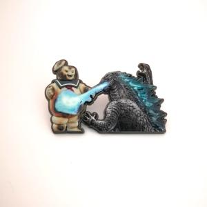 Wholesale 3D Diecasting Godzilla Movie Theme UV Printed Metal Lapel Pin With Rubber Clutches from china suppliers