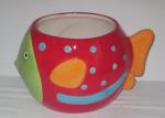 Colorful Ceramic Garden Planters Stoneware Fish Shaped Flower Pot For Household
