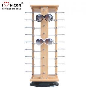 China Veneering Wood Metal Rod Rotating Sunglasses Display Stand For 30 Pairs Eyewear on sale