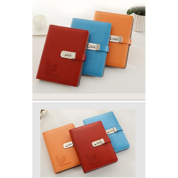 Customized A5 Size Password Lock Leather Notebook in Multiple Colors for Gift Giving