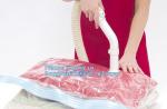 sealed storage tote for bedding, self seal storage bag, clothing compress bag