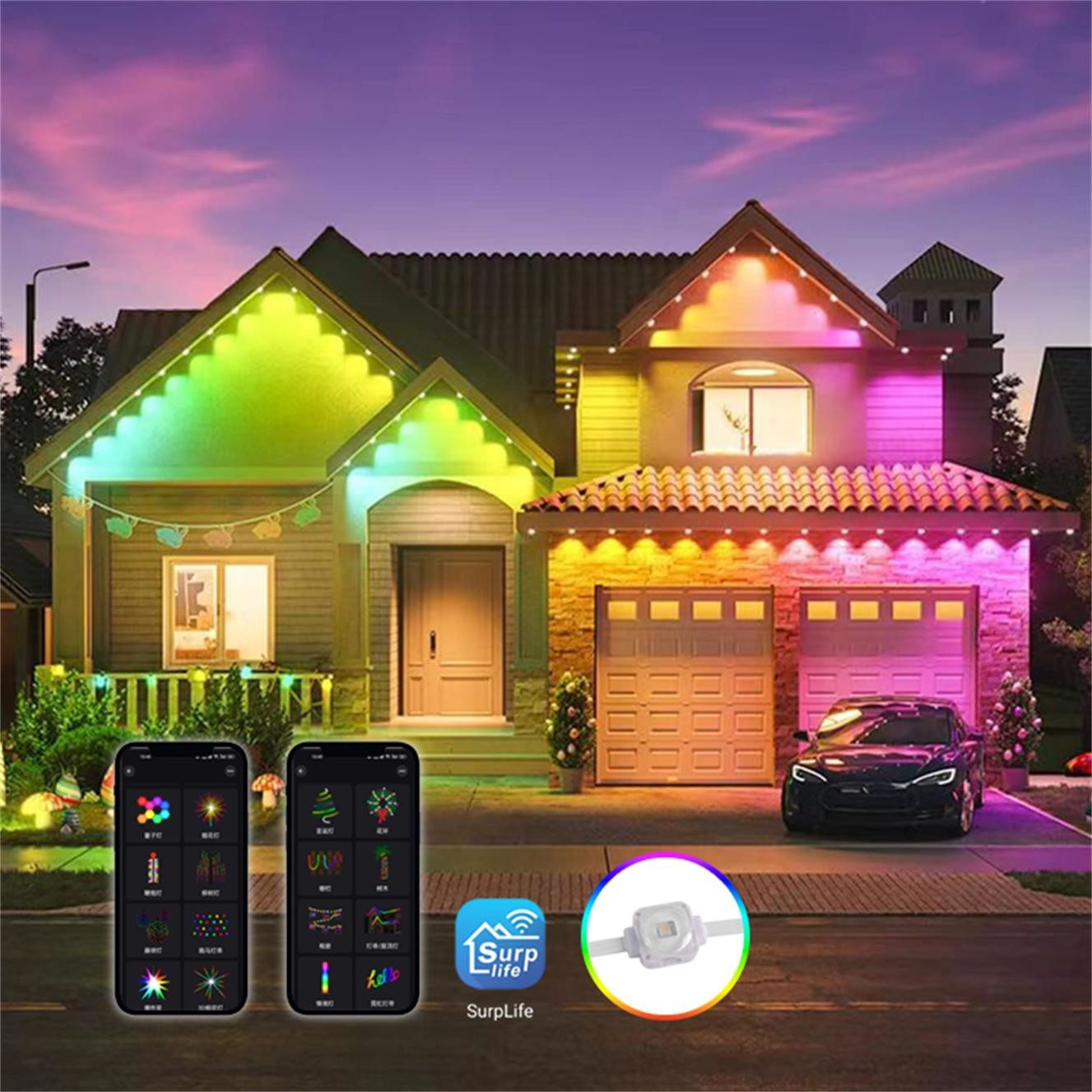 Holiday Christmas Outdoor 25MM 1.5W Waterproof Permanent Outdoor Lights Rgb Permanent Outdoor Rgb Eaves Light