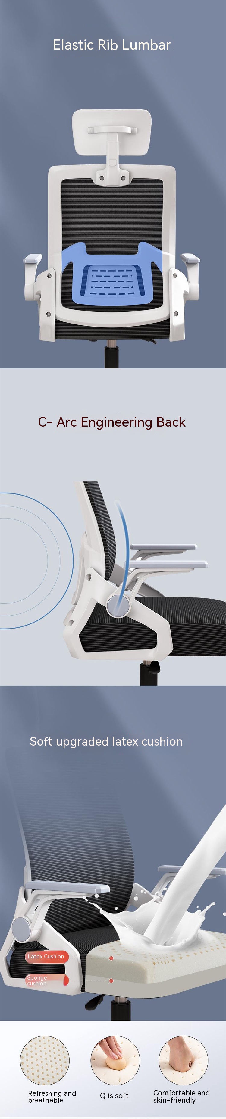 Height Adjustable and Durable Swivel Style Reclinable Mesh Staff Chair for Conference