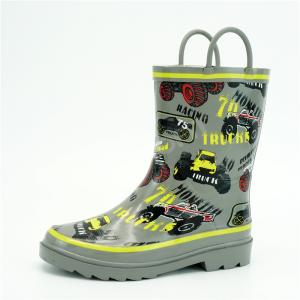 Wholesale Kids Insulated Rubber Sole 3D Truck Printed Rain Boots With Handle Straps from china suppliers