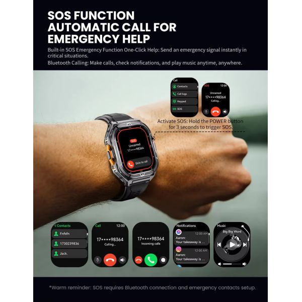 X5 Smartwatch Heart Rate Blood Oxygen BT Call Voice Assistant GPS Positioning