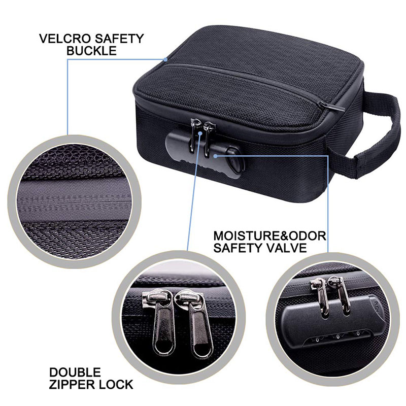 Customized Scent Proof Bags Reusable With Double Zipper Combo Lock