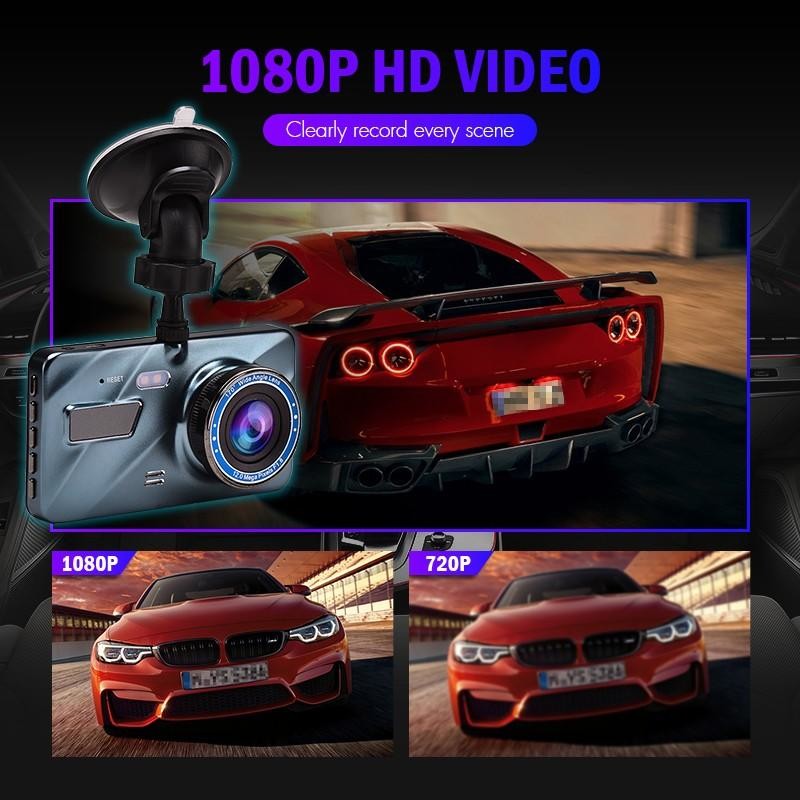 4inch WDR Motion Activated Dashcam Car Dashboard Camera With GPS Dual Lens