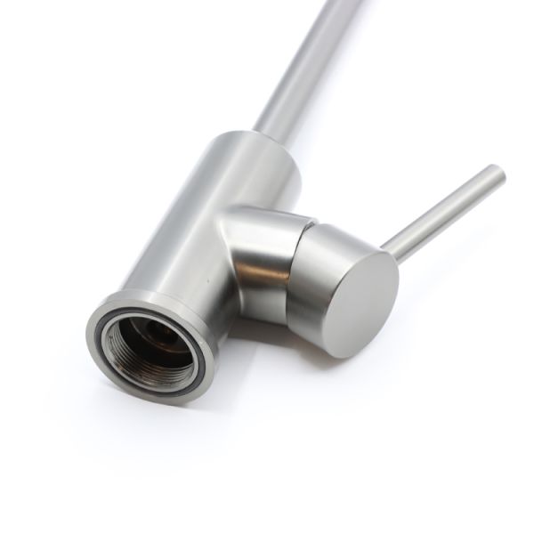 Gun Grey Curved Rotating Bathroom Vanity Faucet 304 Stainless Steel