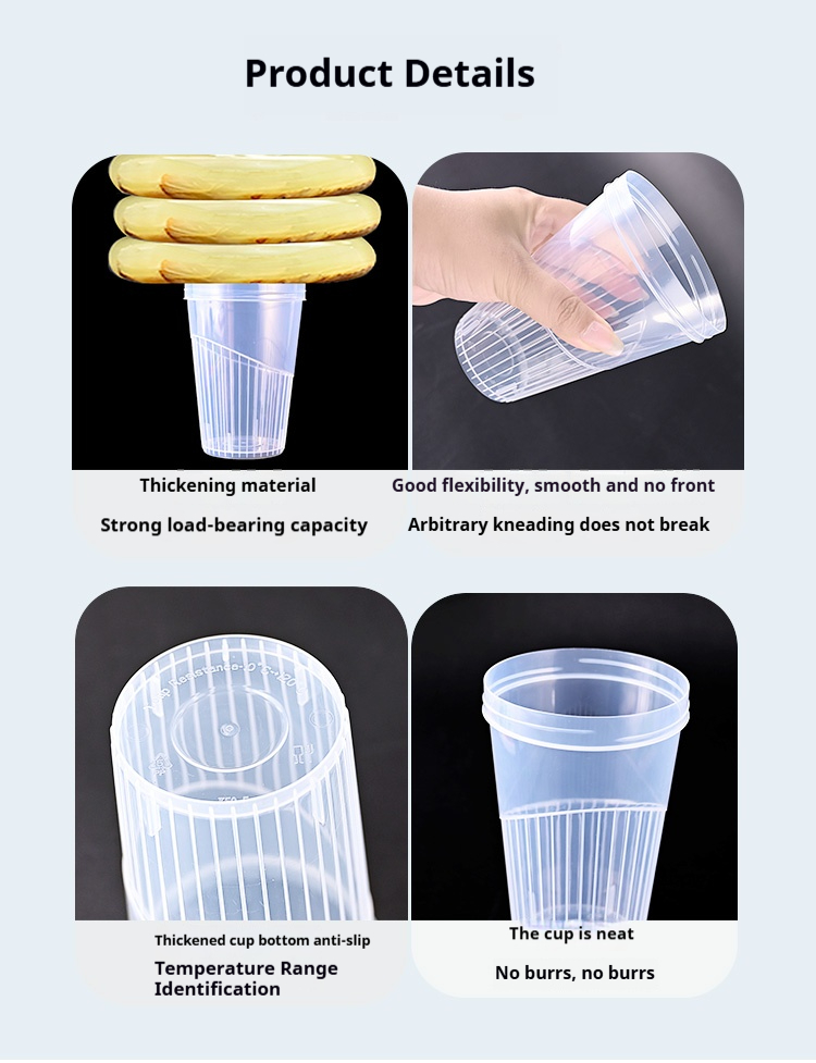 New Anti-scald Design Clear PP Plastic Cups with Lids Disposable Drinking Cups for Hot Drinks Hot Coffee Milk Jujube Tea