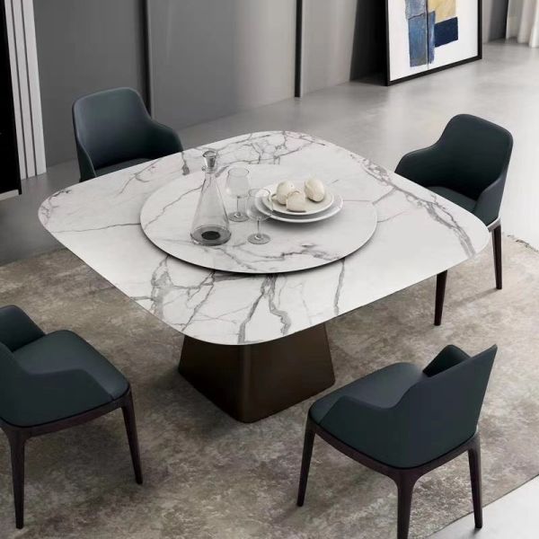 Luxe Haven Ceramic Marble Top Dining Table Unique Square Top Dining Table With
