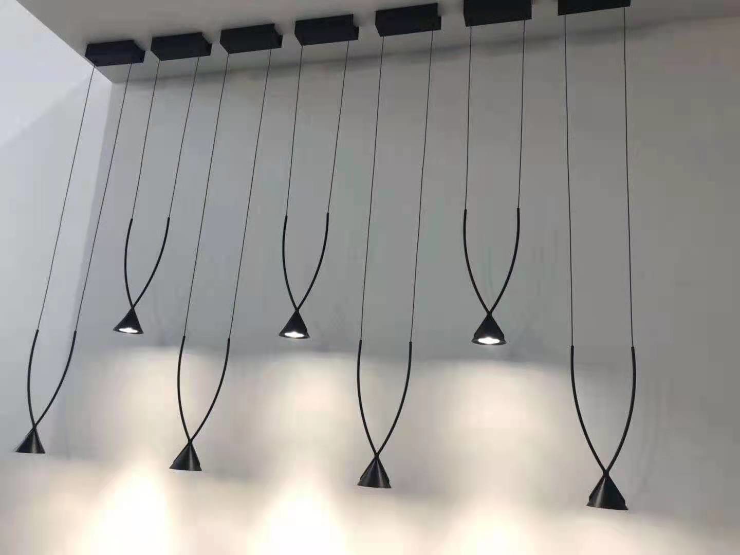 Modern Indoor Dining Room Black Pendant Restaurant Showroom Ceiling LED Chandelier