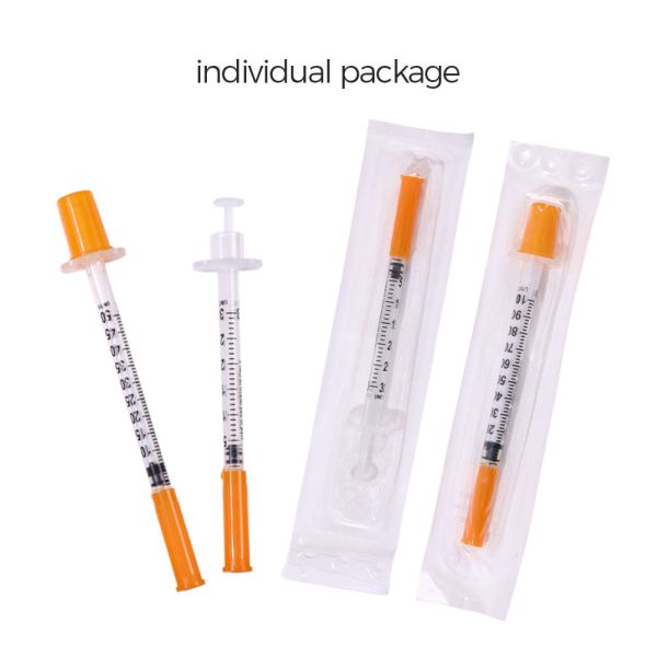 Sterile Disposable Medical Insulin Syringe with Fixed Needle U-40/U-100 0.3ml/0.5ml/1.0ml FDA CE ISO