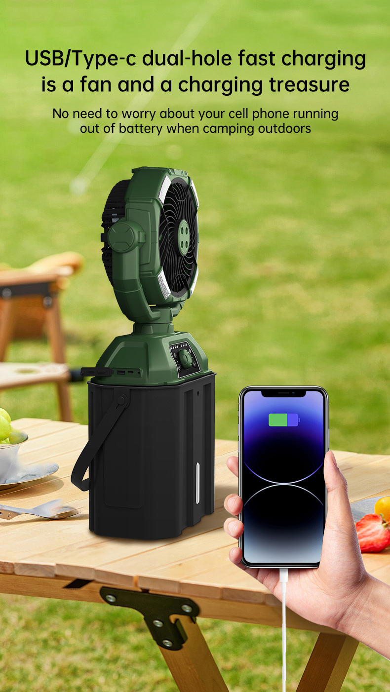 LED Digital Display Rechargeable Four-Speed Refrigeration Portable & Wearable Stand 20000mAH Camping Table Fan