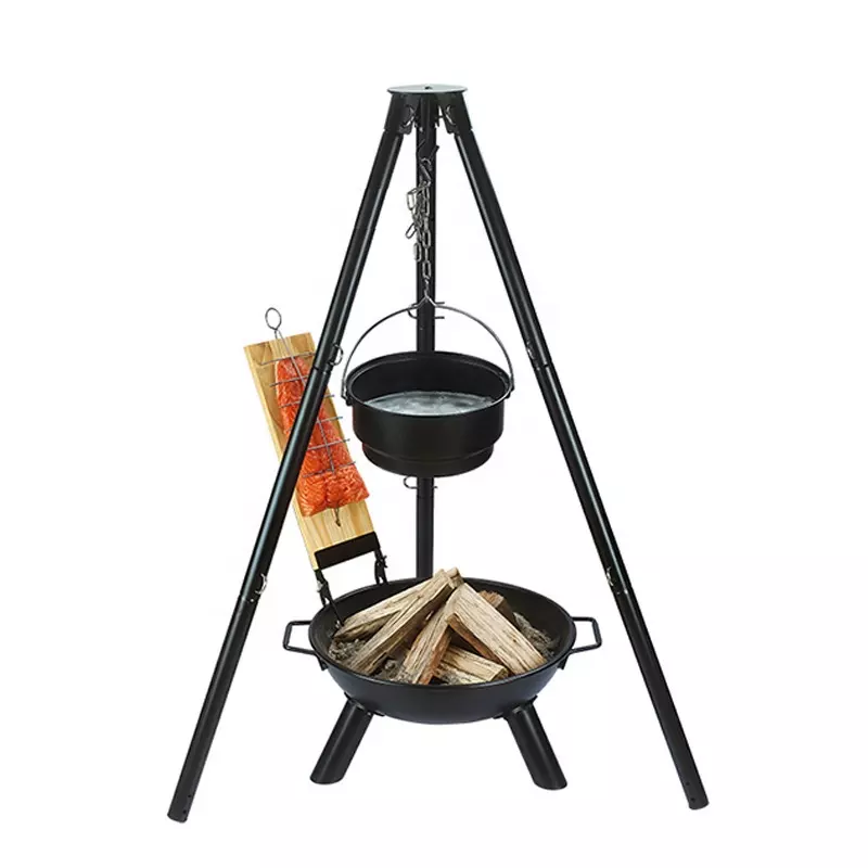 52x2cm Cooking Area Tripod Swivel Grill Outdoor Camping BBQ with Flame Safety Device