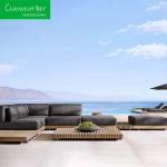 Modern Teak Outdoor Sofa Set Solid Wood Waterproof Sun Protection Hotel Garden