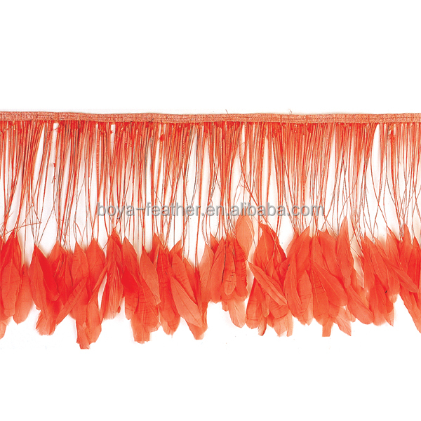 Party Decoration Stripped Coque Feather Fringe Trim with Satin Ribbon Tape 15-20 cm