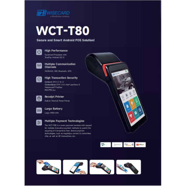 Wisecard Android POS Terminal front view and features