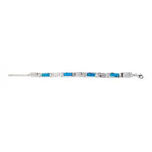 Wholesale Natural Vintage Fire Rectangular Greek Blue Opal Bracelet With 925 Sterling Silver from china suppliers