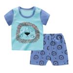 Summer Kids Pajama Set Plain Animal Short Sleeve Tee And Shorts