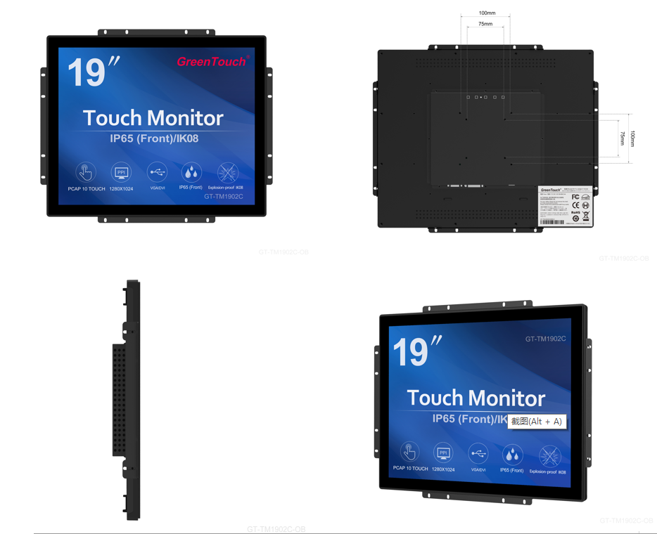 250cd / M² 19 Inch TFT LCD Open Frame Touch Monitor Display 5ms Response Time