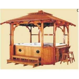 Portable Outdoor Wooden Gazebo 2800*2800*3500 Mm With PU Coated